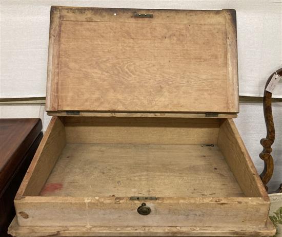 A Victorian pine clerks desk, width 76cm, depth 56cm, height 88cm